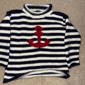Nautical Striped Kids Sweater - Black, White, and Red